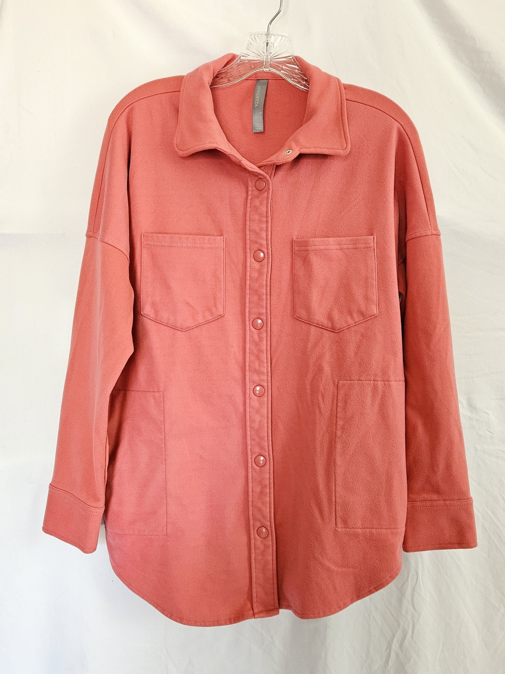 Mondetta Fleece Shacket Womens Medium Coral Pink Outdoor Double Chest Pockets